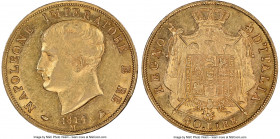 Kingdom of Napoleon. Napoleon I gold 40 Lire 1814-M MS61 NGC, Milan mint, KM12. A beautiful orpiment colored example of this popular type, confidently...