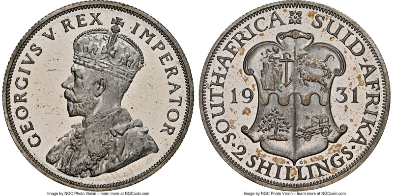 George V Proof 2 Shillings (Florin) 1931 PR65 Cameo NGC, KM22. Exceedingly attra...