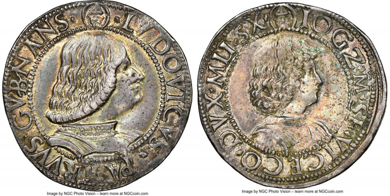 Milan. Gian Galeazzo & Ludovico Maria Sforza Teston ND (1476-1494) AU58 NGC, Mil...