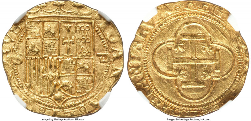 Charles & Johanna (1516-1556) gold Cob Escudo ND (before 1550) S-D MS64 NGC, Sev...