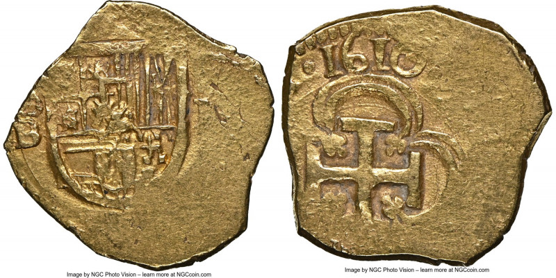 Philip III gold Cob Escudo 1610 S-B AU55 NGC, Seville mint, KM42.2, Cal-1018, Ca...