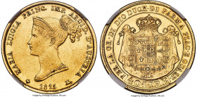 Parma. Maria Luigia gold 40 Lire 1815 AU55 NGC, Milan mint, KM-C32, Fr-933. The first of a two-year type struck in the name of Marie Louise, second wi...