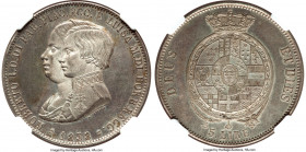 Parma. Roberto I di Borbonne 5 Lire 1858 MS64 NGC, KM-C36, Pag-20. Mintage: 1,000. A fleeting one-year issue, presented here with glossy near-gem surf...
