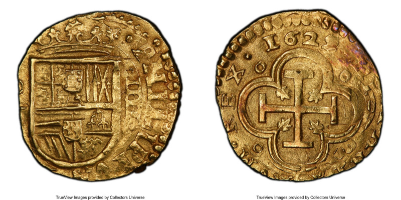 Philip IV gold Cob 4 Escudos 1629/8 MD-V AU53 PCGS, Madrid mint, Cal-1839, Oro M...