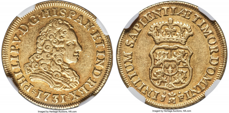 Philip V gold 2 Escudos 1731 M-JF XF45 NGC, Madrid mint, KM352, Cal-1866, Cay-97...