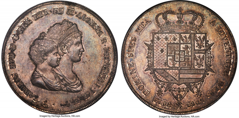 Tuscany. Carlo Ludovico & Maria Louisa 10 Lire 1807 MS64 NGC, Florence mint, KM-...