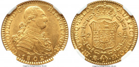 Charles IV gold 2 Escudos 1802/1 M-FA MS64 NGC, Madrid mint, KM435.1, Ca-1304. A near-Gem Mint State survivor of this workhorse denomination of the go...
