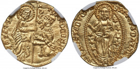 Venice. Tomaso Mocenigo gold Ducat ND (1414-1423) MS66 NGC, Fr-1231. 3.56gm. TOM • MOCЄNIGO | • S | • M | • V | Є | N | Є | T | I St. Mark standing at...