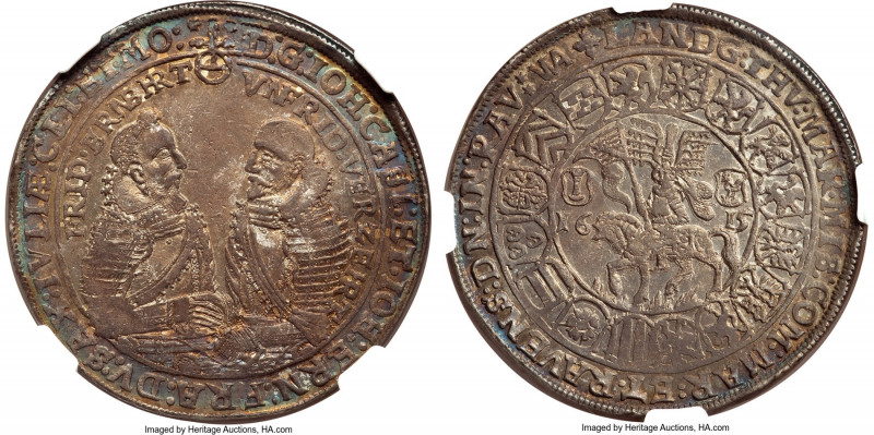 Saxe-Gotha. Johann Casimir & Johann Ernst II Taler 1615-WA MS63 NGC, Saalfeld mi...