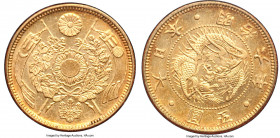 Meiji gold 5 Yen Year 6 (1873) MS65 NGC, Osaka mint, KM-Y11a, JNDA 01-3A. Flashy and carefully struck throughout, advancing this piece far above what ...