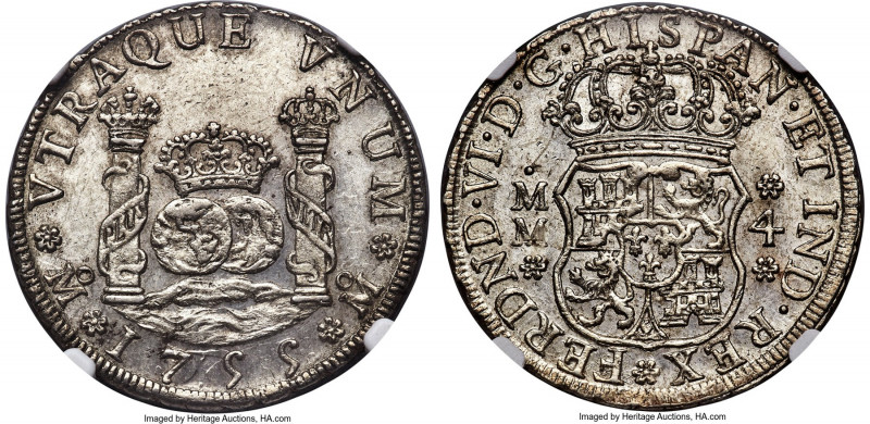 Ferdinand VI 4 Reales 1755 Mo-MM MS63+ NGC, Mexico City mint, KM95, Cal-389. An ...