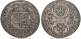 Brabant. Archduke Charles as Charles III Patagon 1709 AU50 NGC, Anvers mint, KM133. From a short-lived three-year type, a beautiful cabinet toned spec...