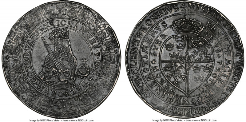 Johan III 2 Riksdaler ND (1587) AU53 NGC, Stockholm mint, Dav-LS572, AAH-20, Bru...