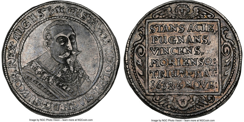 Gustav II Adolf Medallic Piefort 1/2 Riksdaler 1632-Dated AU55 NGC, Hildebrand-I...