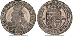 Christina Mark (8 Öre) 1634 UNC Details (Reverse Spot Removed) NGC, KM158, AAH-64. A formidable survivor with fairly even dun toning and commendable r...