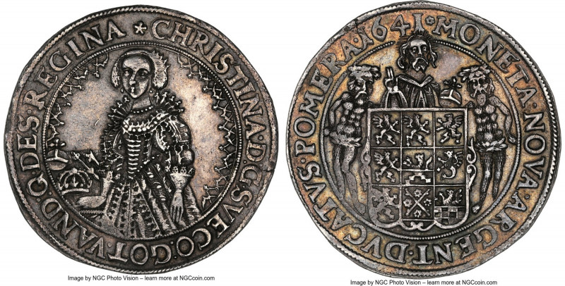 Pomerania - Swedish Occupation. Christina Taler 1641 AU58 NGC, Stettin mint, KM1...