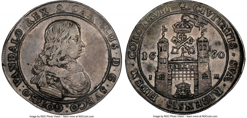 Riga - Swedish Occupation. Carl XI Taler 1660-IM XF45 NGC, Riga mint, KM56.1, Da...
