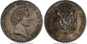 Carl XIV Johan Riksdaler 1831-CB AU55 NGC, KM632. From the elusive first year of this series, a visually complex representative with crisp devices tha...