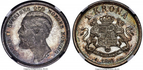 Oscar II Krona 1884-EB MS66 NGC, Stockholm mint, KM747, Sieg-49. A "wonder-coin" for the type, well-struck and with sublime, original patination over ...