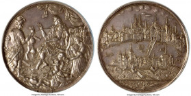 Basel. Canton silver "Judgment of Solomon" Medal ND (c. 1650) MS63 NGC, SM-1199. A large and high-relief rendition of a quite dramatic scene: Solomon ...