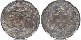 Graubünden. Canton "Shooting Festival" 4 Franken 1842 MS64 NGC, Munich mint, KM17, Dav-372, Richter-836a. A beautiful champagne toned example of this ...