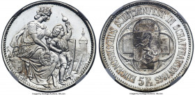 Confederation "Schaffhausen Shooting Festival" 5 Francs 1865 MS67+ NGC, KM-XS8, Richter-1054. Tied as the finest example of this "shooting" issue acro...