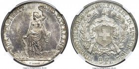 Confederation "Zurich Shooting Festival" 5 Francs 1872 MS66 NGC, KM-XS11, Häb-13, Richter-1731. In a four-way tie for the highest grade on the NGC dat...
