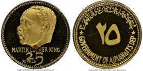 Ajman. Rashid Bin Hamad al-Naimi gold Proof "Martin Luther King Jr." 25 Riyals ND (1970) PR66 Ultra Cameo NGC, KM30, Fr-8. Men of Peace series. Deep w...