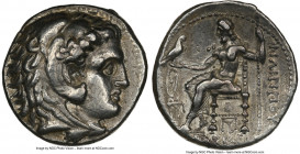 MACEDONIAN KINGDOM. Philip III Arrhidaeus (323-317 BC). AR tetradrachm (27mm, 17.13 gm, 10h). NGC XF 5/ 5 -2/5, Fine Style, graffito. Babylon, ca. 323...