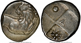 THRACE. Chersonesus. Ca. 4th century BC. AR hemidrachm (13mm). NGC Choice VF. Persic standard, ca. 480-350 BC. Forepart of lion right, head reverted /...