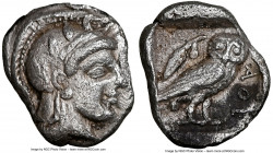 ATTICA. Athens. Ca. 454-404 BC. AR obol (10mm, 0.67 gm, 7h). NGC Choice XF 4/5 - 3/5. Head of Athena right, wearing crested Attic helmet ornamented wi...