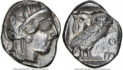 ATTICA. Athens. Ca. 440-404 BC. AR tetradrachm (26mm, 17.16 gm, 7h). NGC Choice AU 5/5 - 3/5. Mid-mass coinage issue. Head of Athena right, wearing ea...