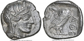 ATTICA. Athens. Ca. 440-404 BC. AR tetradrachm (25mm, 17.08 gm, 1h). NGC AU 5/5 - 3/5. Mid-mass coinage issue. Head of Athena right, wearing earring, ...
