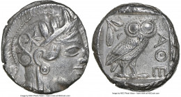 ATTICA. Athens. Ca. 440-404 BC. AR tetradrachm (25mm, 17.18 gm, 7h). NGC Choice XF 3/5 - 4/5. Mid-mass coinage issue. Head of Athena right, wearing ea...