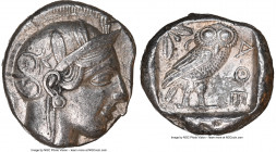 ATTICA. Athens. Ca. 440-404 BC. AR tetradrachm (25mm, 17.15 gm, 8h). NGC XF 5/5 - 3/5. Mid-mass coinage issue. Head of Athena right, wearing earring, ...