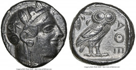 ATTICA. Athens. Ca. 440-404 BC. AR tetradrachm (23mm, 17.20 gm, 10h). NGC Choice VF 5/5 - 4/5. Mid-mass coinage issue. Head of Athena right, wearing e...