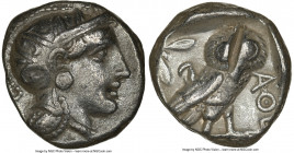 ATTICA. Athens. Ca. 393-294 BC. AR tetradrachm (23mm, 16.84 gm, 8h). NGC XF 4/5 - 2/5, test cut. Late mass coinage issue. Head of Athena with eye in t...