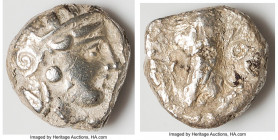 ATTICA. Athens. Ca. 393-294 BC. AR tetradrachm (21mm, 16.16 gm, 8h). Choice Fine, corrosion. Late mass coinage issue. Head of Athena with eye in true ...