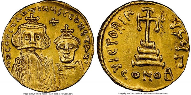 Constans II Pogonatus (AD 641-668), and Constantine IV. AV solidus (20mm, 4.41 g...