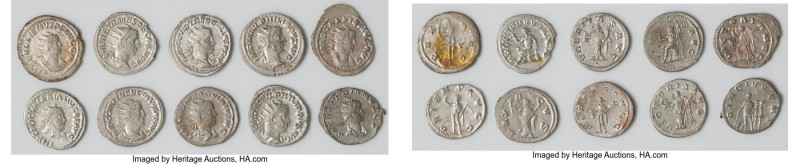 ANCIENT LOTS. Roman Imperial. Ca. mid-3rd century AD. Lot of ten (10) AR and BI ...