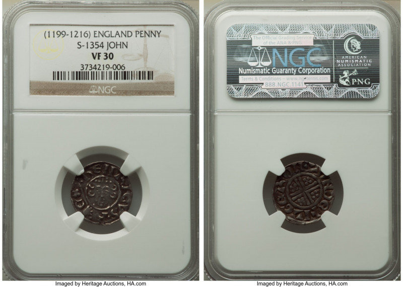 John (1199-1216) Penny ND (c. 1209-1216) VF30 NGC, London mint, Ilger as moneyer...