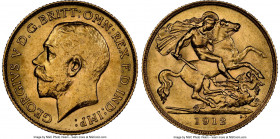 George V gold 1/2 Sovereign 1912 MS61 NGC, KM819. Delightful rolling luster that glints in satisfying fashion. AGW 0.1177 oz. From the Amber Collectio...