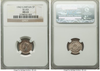 George VI silver 3 Pence 1942 MS63 NGC, KM848. Ashen gray toning with pastel blue and gold tinted accents. 

HID09801242017

© 2022 Heritage Auctions ...