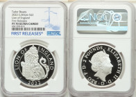 Elizabeth II silver Proof "Lion of England" 2 Pounds (1 oz) 2022 PR70 Ultra Cameo NGC, KM-Unl. Mintage: 7010. Royal Tudor Beasts Series. First Release...