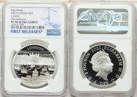 Elizabeth II silver Proof "City Views - London" 2 Pounds (1 oz) 2022 PR70 Ultra Cameo NGC, KM-Unl. Mintage: 2010. City View Series. First Releases. In...