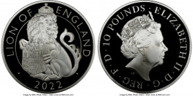 Elizabeth II Proof "Lion of England" 2022 10 Pounds (5 oz) PR70 Ultra Cameo NGC, KM-Unl. Mintage: 306. Royal Tudor Beasts Series. First Releases. Hous...