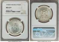 Estados Unidos Peso 1940-M MS67+ NGC, Mexico City mint, KM455. Creamy white surfaces with a veil of peach tone. Tied for highest certified grade. 

HI...