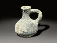 ceramic black slip oil jug from the iron age 1200 – 800 BC time of king David period
Height: 8.3 cm