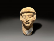 ceramic head of astarte. iron age israelite kingdom period ca 1200 - 800 BC
Height: 6.6 cm