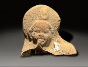 ceramic head of hapokrates, hellenistic ca 300 - 100 BC
Height: 5.8 cm